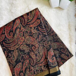 Printed Black Silk Saree