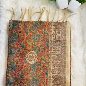 Printed Cream Chapa Silk Saree