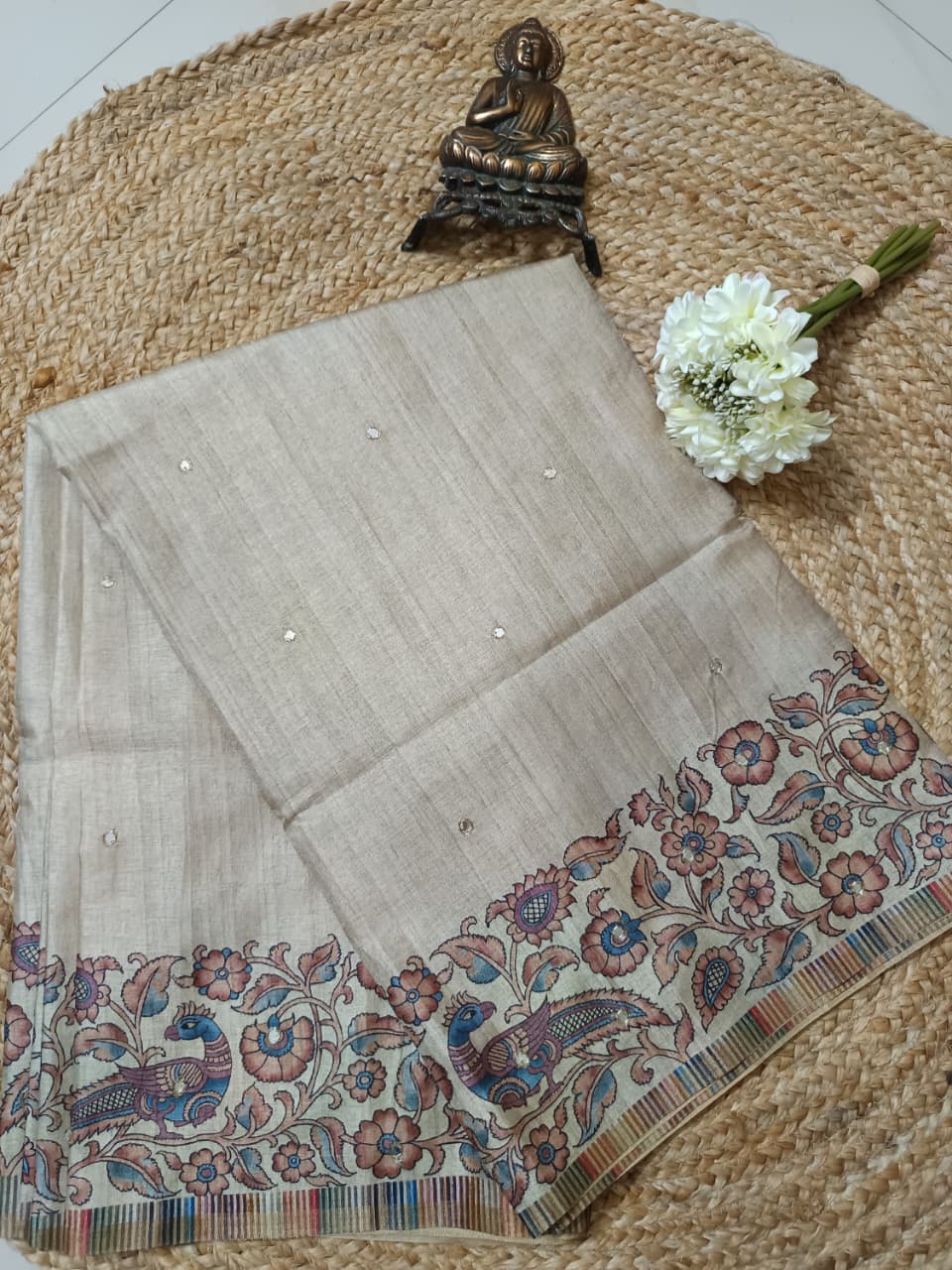 Ivory Grace Double bordered Semi Silk Saree - Image 6