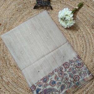 Ivory Grace Double bordered Semi Silk Saree