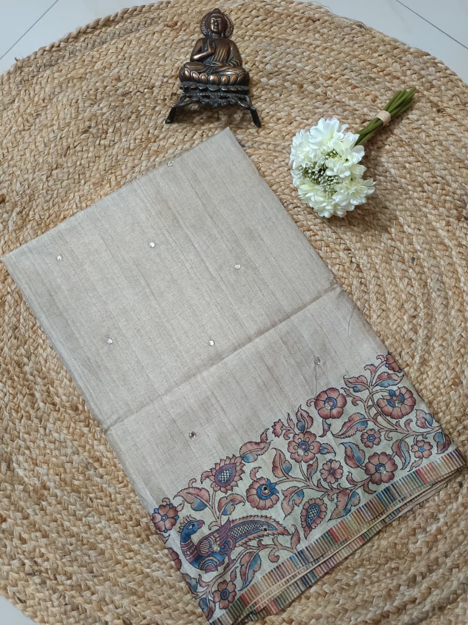 Ivory Grace Double bordered Semi Silk Saree